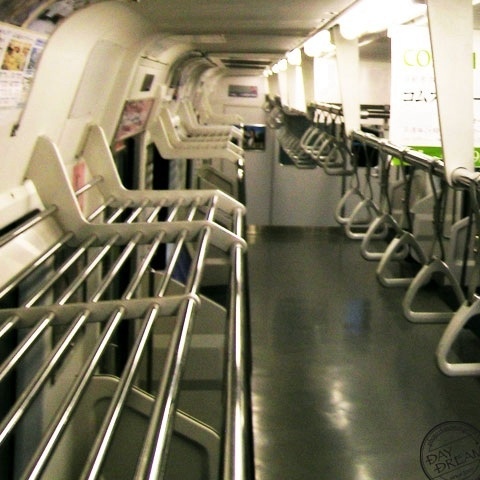 He is standing in the train