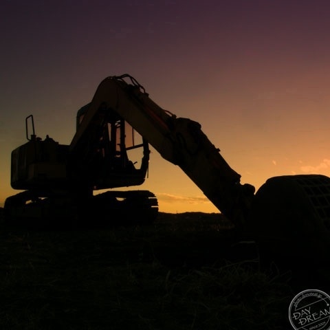 Shovel machine and winter morning and I