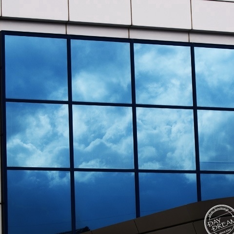 The blue sky in window