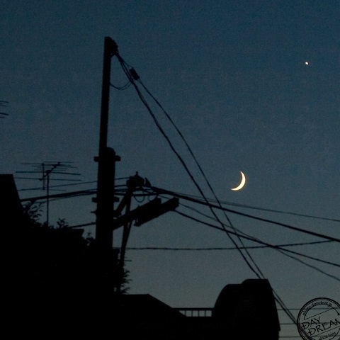 Star and moon in the night sky